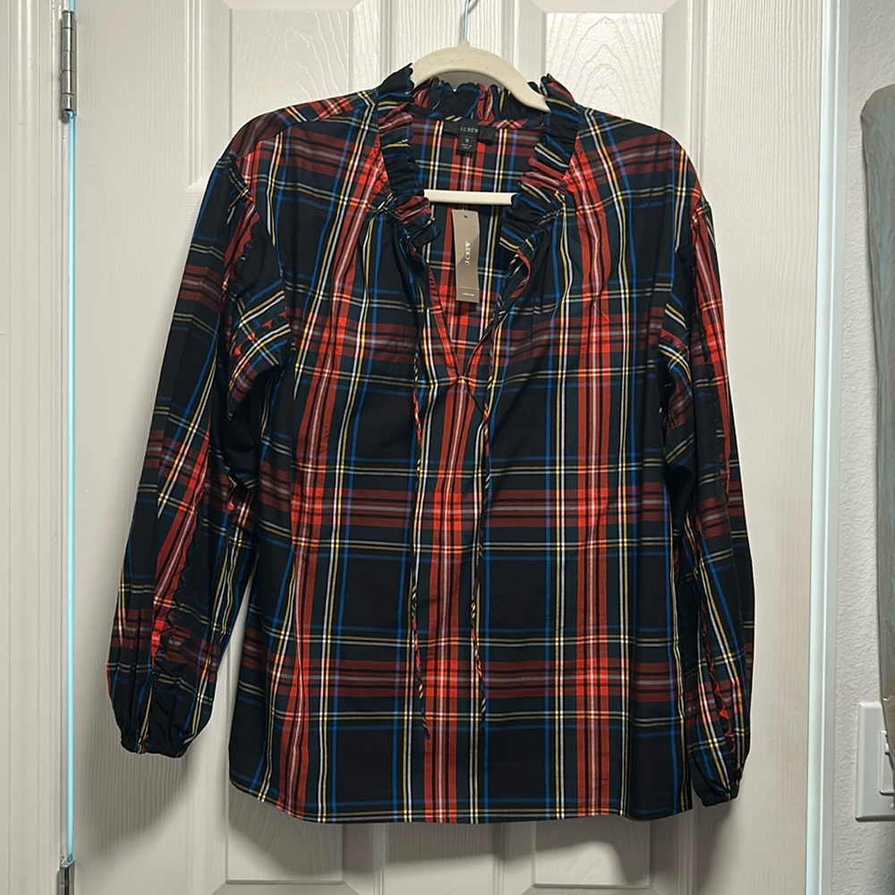 NWT Jcrew tartan popover S